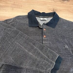 Vintage 90s Quiksilver Polo Sweatshirt Men’s Large Navy Blue Grunge Surfwear